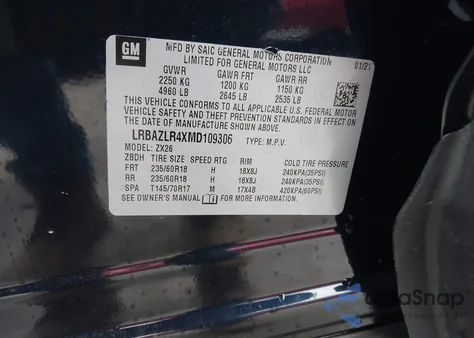 2021 Buick Envision Fwd Preferred from USA, damaged, VIN LRBAZLR4XMD109306